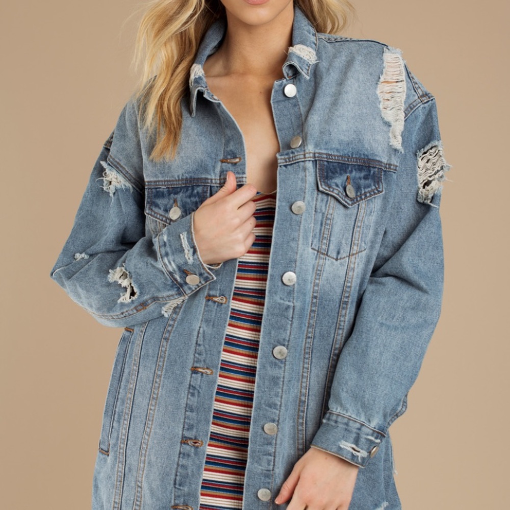 Distressed jean jacket